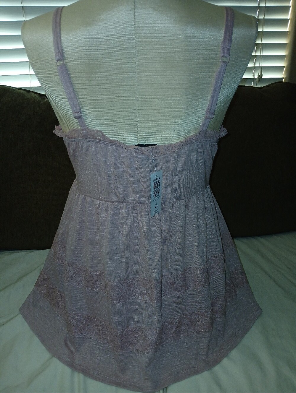 Torrid Poly Rayon Slub Tiered Lace Cami - Picture 2 of 4